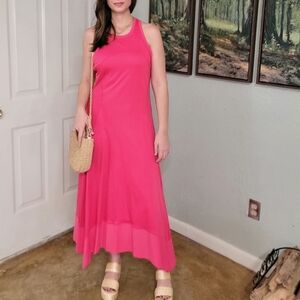 Sweaty Betty Hot Pink Racerback Maxi Dress Euc Size 10 Anthropologie Resort Wear